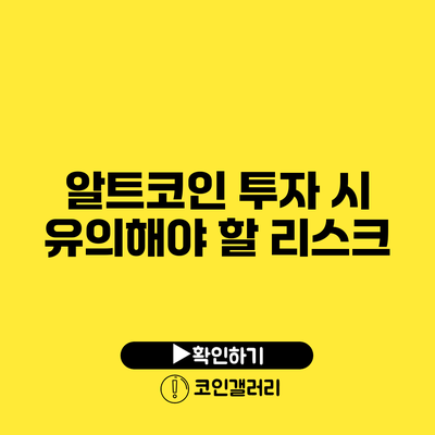 알트코인 투자 시 유의해야 할 리스크