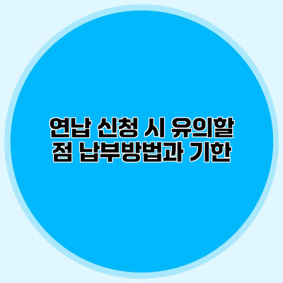 연납 신청 시 유의할 점 납부방법과 기한