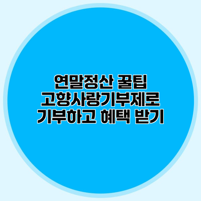 연말정산 꿀팁 고향사랑기부제로 기부하고 혜택 받기