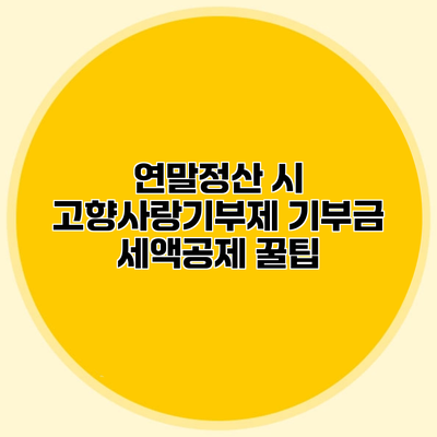 연말정산 시 고향사랑기부제 기부금 세액공제 꿀팁