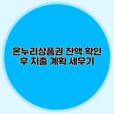 온누리상품권 잔액 확인 후 지출 계획 세우기