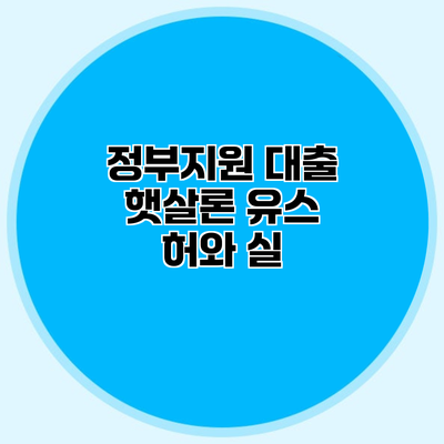 정부지원 대출 햇살론 유스 허와 실