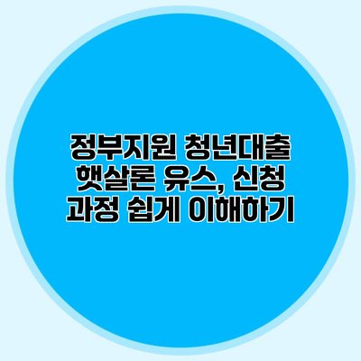 정부지원 청년대출 햇살론 유스, 신청 과정 쉽게 이해하기