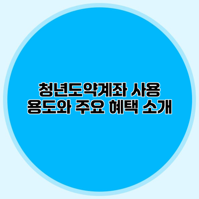 청년도약계좌 사용 용도와 주요 혜택 소개
