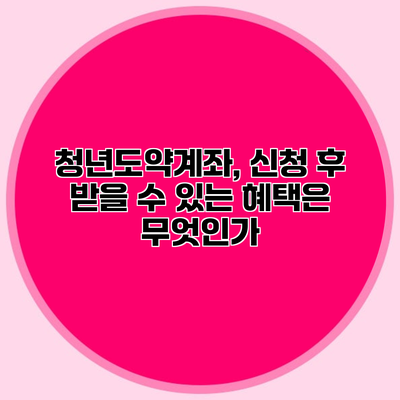 청년도약계좌, 신청 후 받을 수 있는 혜택은 무엇인가?