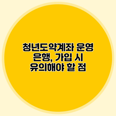 청년도약계좌 운영 은행, 가입 시 유의해야 할 점