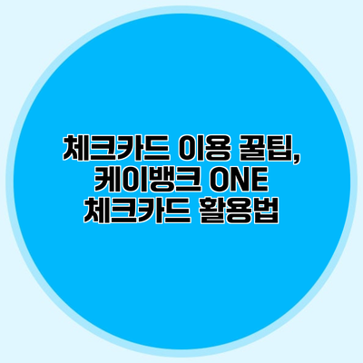 체크카드 이용 꿀팁, 케이뱅크 ONE 체크카드 활용법