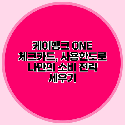 케이뱅크 ONE 체크카드, 사용한도로 나만의 소비 전략 세우기