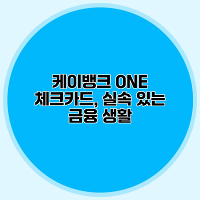 케이뱅크 ONE 체크카드, 실속 있는 금융 생활