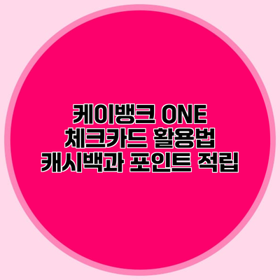 케이뱅크 ONE 체크카드 활용법 캐시백과 포인트 적립