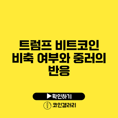 트럼프 비트코인 비축 여부와 중러의 반응