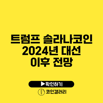 트럼프 솔라나코인 2024년 대선 이후 전망