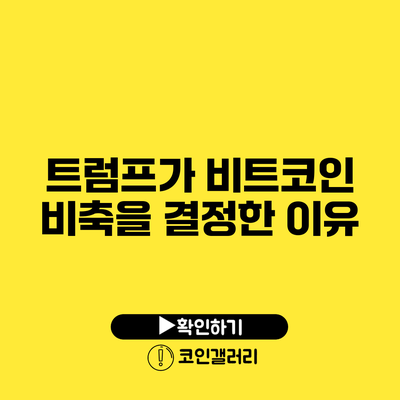 트럼프가 비트코인 비축을 결정한 이유