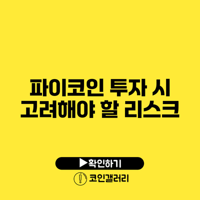 파이코인 투자 시 고려해야 할 리스크