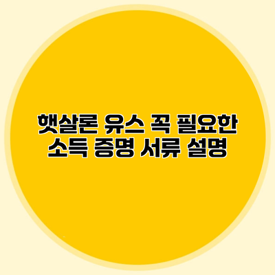 햇살론 유스 꼭 필요한 소득 증명 서류 설명