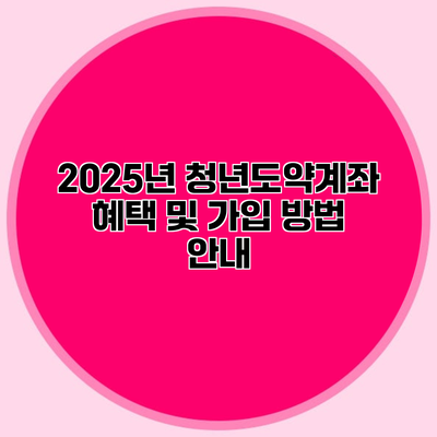 2025년 청년도약계좌 혜택 및 가입 방법 안내