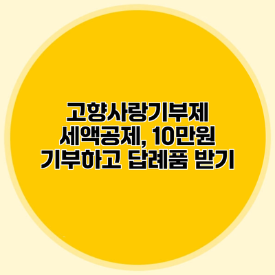 고향사랑기부제 세액공제, 10만원 기부하고 답례품 받기