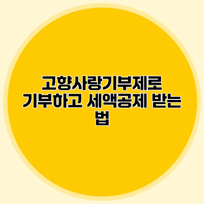 고향사랑기부제로 기부하고 세액공제 받는 법