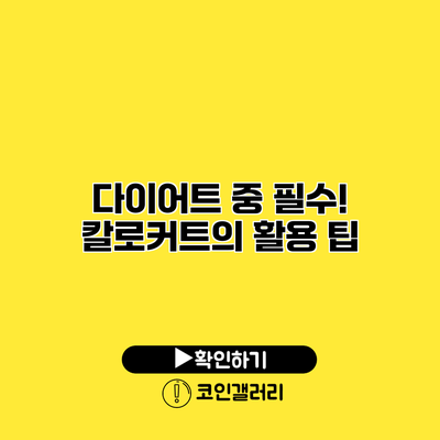 다이어트 중 필수! 칼로커트의 활용 팁