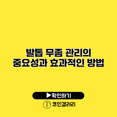 발톱 무좀 관리의 중요성과 효과적인 방법