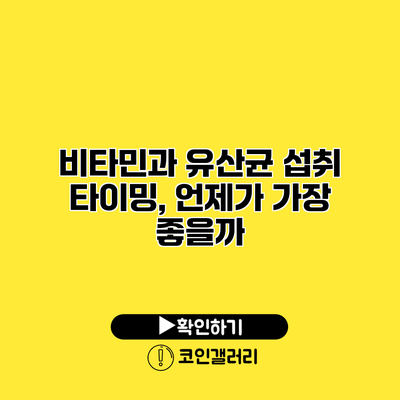 비타민과 유산균 섭취 타이밍, 언제가 가장 좋을까?