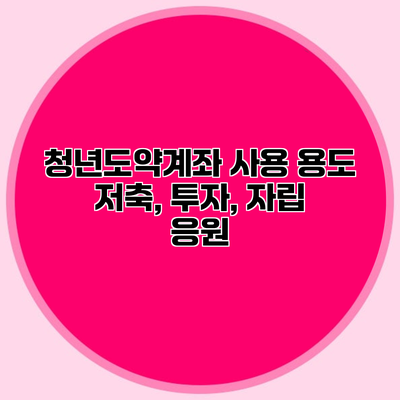 청년도약계좌 사용 용도 저축, 투자, 자립 응원
