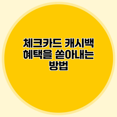 체크카드 캐시백 혜택을 쏟아내는 방법