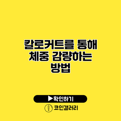 칼로커트를 통해 체중 감량하는 방법