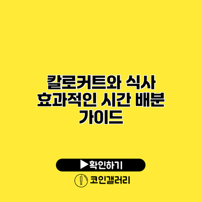 칼로커트와 식사 효과적인 시간 배분 가이드